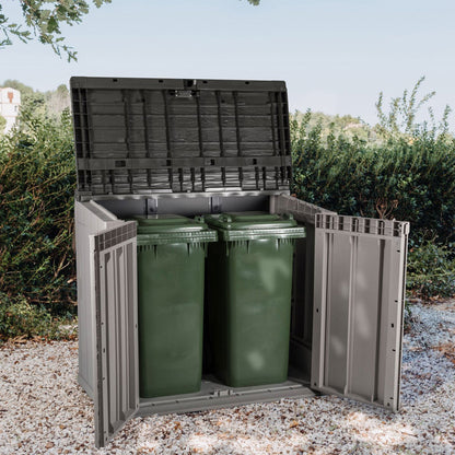 Toomax Outdoor Storage Shed Cabinet, 30 cu ft, Taupe Grey/Anthracite, 52 x 30.5 x 43.5 inches - Stora Way