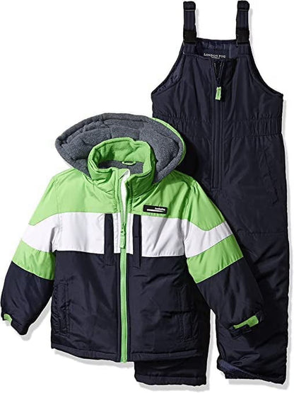 LONDON FOG Big Boys 2-Piece Colorblock Snow Bib And Jacket Snowsuit