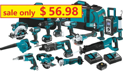 Makita 18V LXT 15-Piece Cordless Power Tool Combo Kit - XT1501