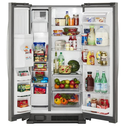 Side-By-Side Refrigerator, 36-Inch Wide, 24 Cu. Ft., Stainless Steel