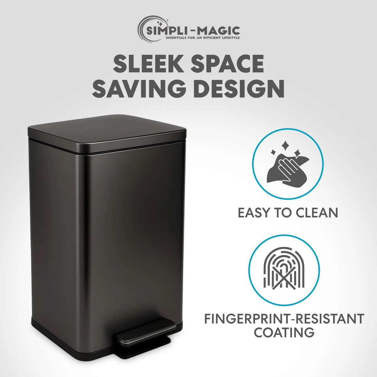 13.2 Gallon Stainless Steel Step Kitchen Trash Can With Odor Control