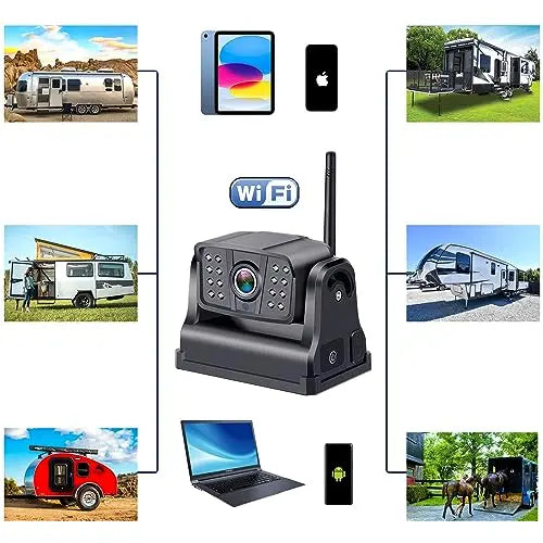 DoHonest Wireless Magnetic WiFi Backup Camera, HD 1080P, 6 Magnets, 9600mA, 16 IR Lights, 150 Degree - V7