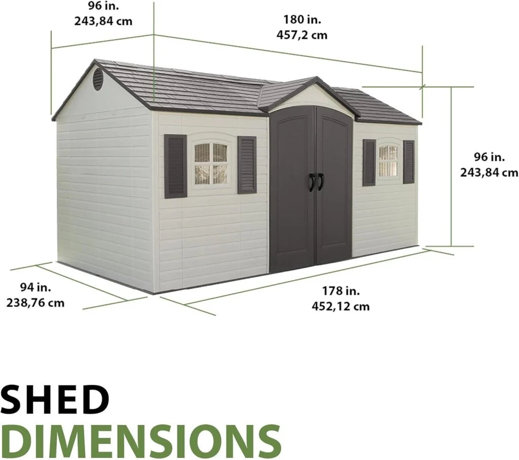 Outdoor Storage Shed, 8 x 15 Foot, Desert Sand - 6446