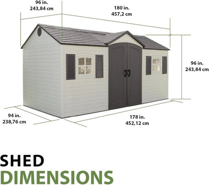 Outdoor Storage Shed, 8 x 15 Foot, Desert Sand - 6446