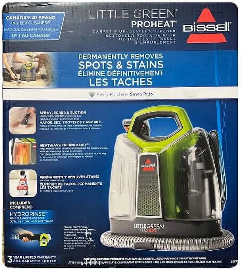 Bissell Portable Canister Vacuum Cleaner, 37 oz - Little Green Pro Heat