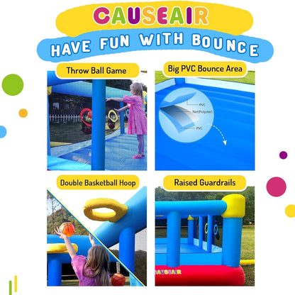 Causeair Inflatable Bounce House 15ft x 14.8ft, Reinforced PVC Bounce Floor, 6 Kids