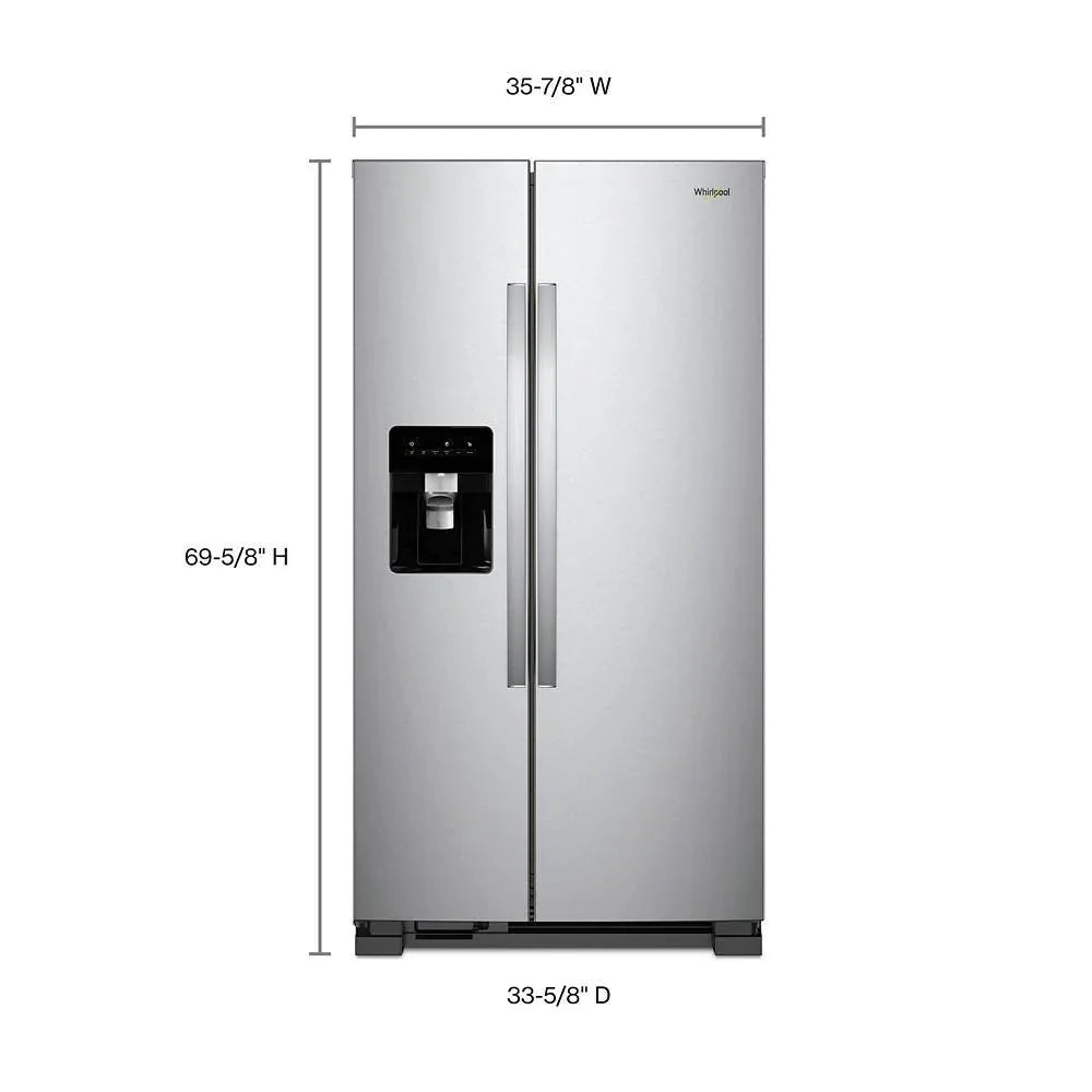 Side-By-Side Refrigerator, 36-Inch Wide, 24 Cu. Ft., Stainless Steel