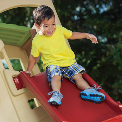 Step2 Neighborhood Fun Center Brown Plastic Playhouse With Slide - 851000