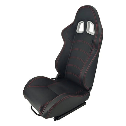 PVC Single Adjuster Double Track Racing Seats, Black - Pair