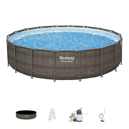 Bestway Round Above-Ground Pool Set, 18-ft x 48-in - Power Steel
