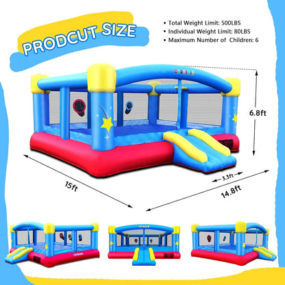 Causeair Inflatable Bounce House 15ft x 14.8ft, Reinforced PVC Bounce Floor, 6 Kids