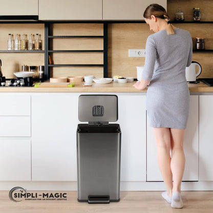 13.2 Gallon Stainless Steel Step Kitchen Trash Can With Odor Control